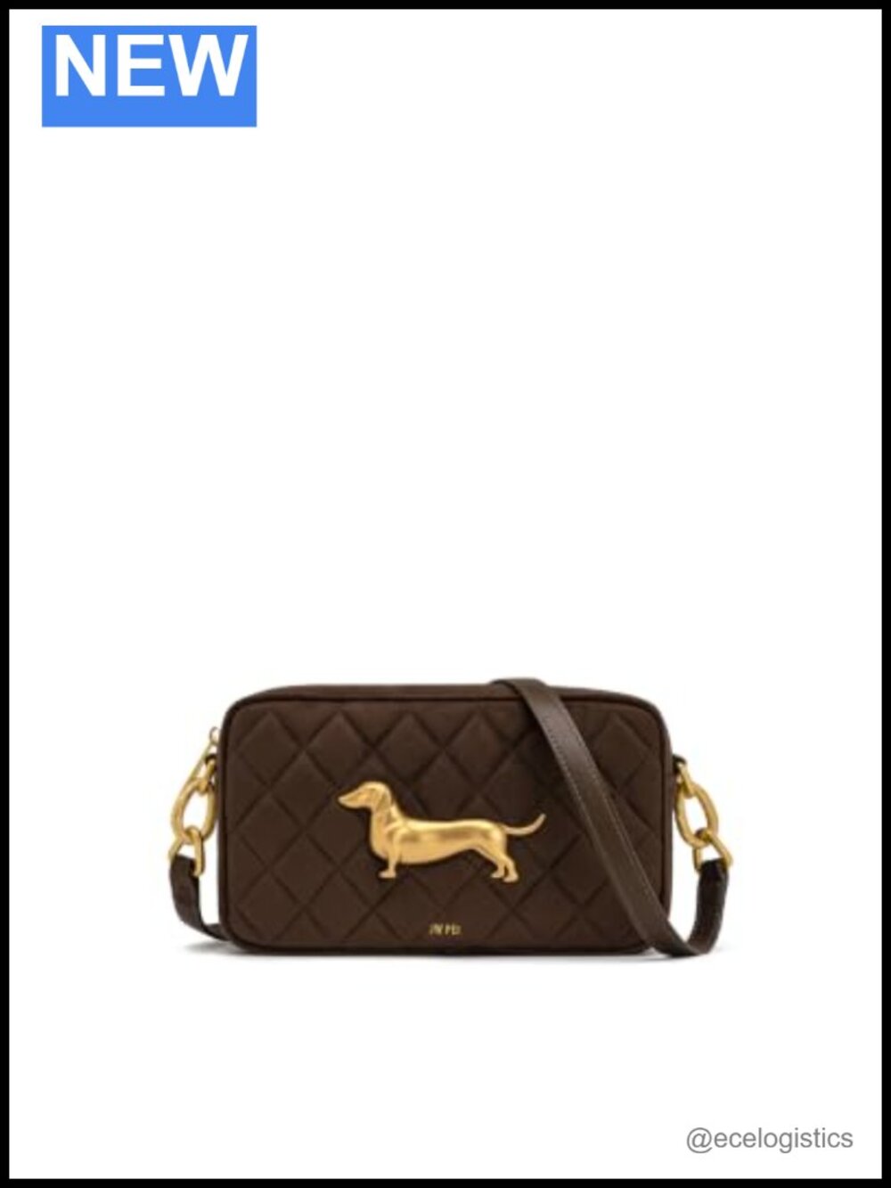 Faux Suede Quilted Crossbody Bag Satchel with Gold Hardware